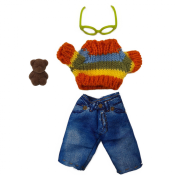 Cooler Junge 12cm im bunten Pulli mit Brille